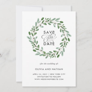 Minimalistisches Blattwerk   Foto-Hochzeitsrücksei Save The Date