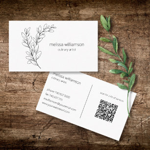 Minimalistisches Blattwerk mit QR-Code  Visitenkarte