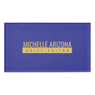 Minimalistisches Blau- und Golddesign, professione Namenschild