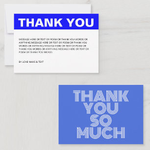 Minimalistisches Blau und Weiß Dankeskarte