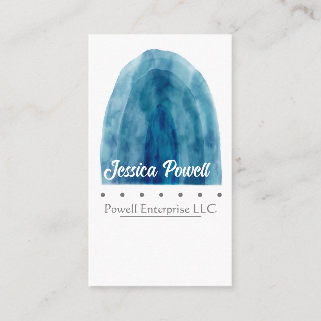 minimalistisches blau-weißes Aquarelldesign Visitenkarte (Vorderseite)