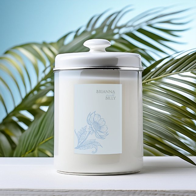 Minimalistisches blaues Blumenkerzensiegel Lebensmitteletikett (Von Creator hochgeladen)