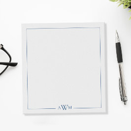 Minimalistisches blaues dreibuchstabiges Monogramm Notizblock