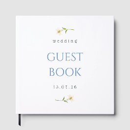 Minimalistisches blaues florales Hochzeitsgästebuc Gästebuch