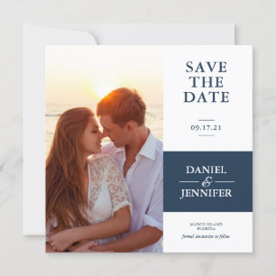 Minimalistisches blaues Foto für Navy Hochzeit spe Save The Date