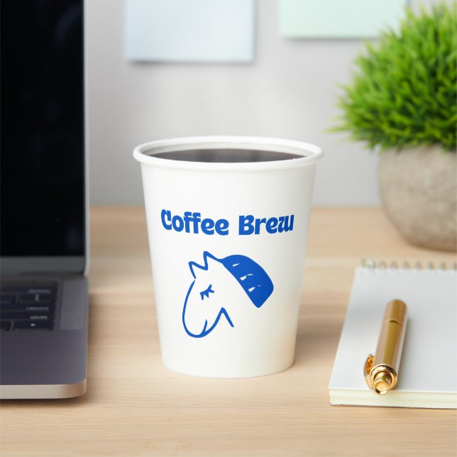 Minimalistisches blaues Kaffee-Logo Pappbecher (InSitu)