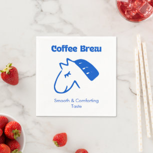 Minimalistisches blaues Kaffee-Logo Serviette