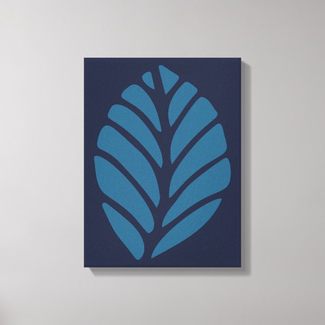 Minimalistisches blaues Leaf Leinwanddruck (Vorderseite)