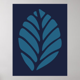Minimalistisches blaues Leaf Poster