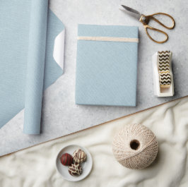 Minimalistisches blaues Linen Textur Schwarze Scri Geschenkpapier
