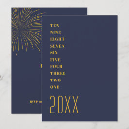 Minimalistisches blaues Silvester-Party Einladung