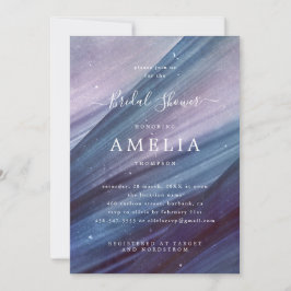 Minimalistisches blaues und Lila Abstraktes Brautp Einladung