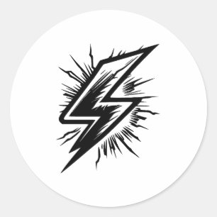 Minimalistisches Blitzdesign in Schwarz und Weiß Runder Aufkleber