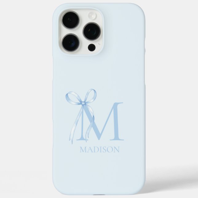 Minimalistisches Blue Bow Initial Monogramm Case-Mate iPhone Hülle (Rückseite)