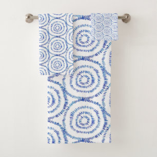 Minimalistisches Blue Circle Bho Badetuch Set