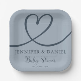 Minimalistisches Blue Heart Handgeschriebenes Eleg Pappteller