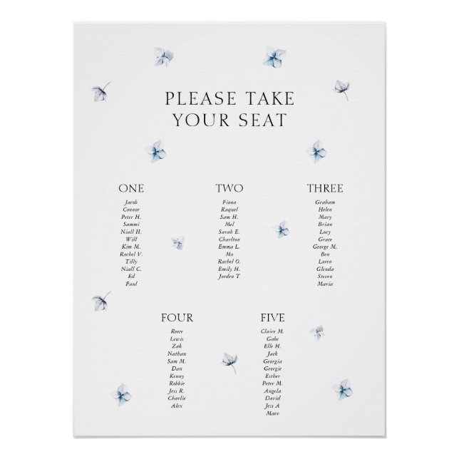 Minimalistisches Blue Hydrangea-Tischplakat Poster (Vorderseite)