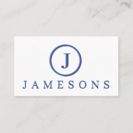 Minimalistisches Blue Monogram Logo Embossed Effec Visitenkarte