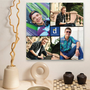 Minimalistisches Blue Square Monogram 4 Foto Absch Leinwanddruck