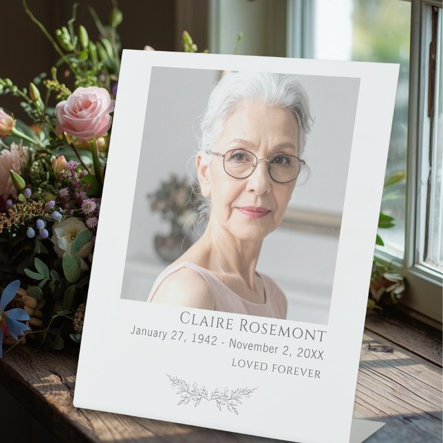 Minimalistisches Blumen-Foto-Bestattungspodest-Sch Sockelschild (Minimalist Floral Photo Funeral Pedestal Sign
)