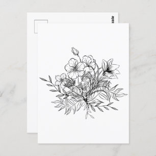 Minimalistisches BlumenBouquet Postkarte