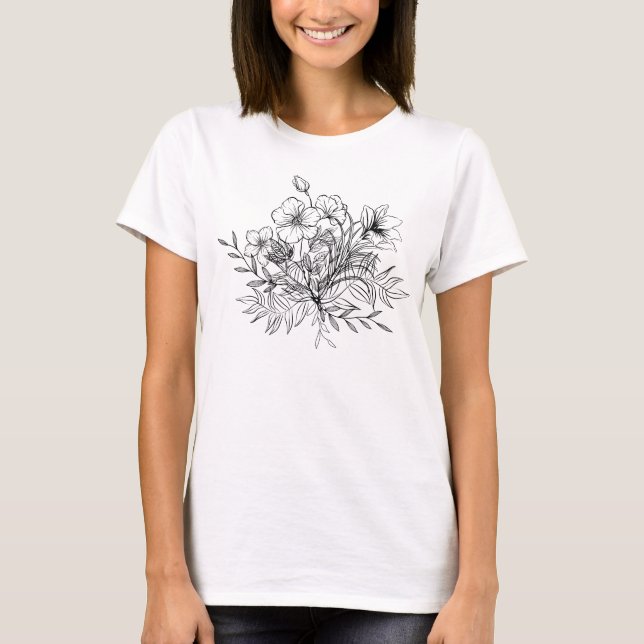 Minimalistisches BlumenBouquet T-Shirt (Vorderseite)