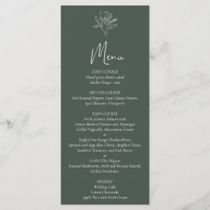 Minimalistisches Blumenhochzeitsmenü Programm