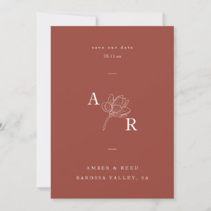 Minimalistisches Blumenmogramm Save The Date