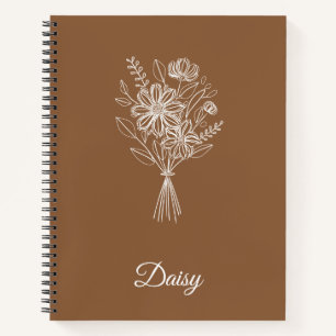 Minimalistisches Blumennotizbuch – Personalisierte Notizbuch