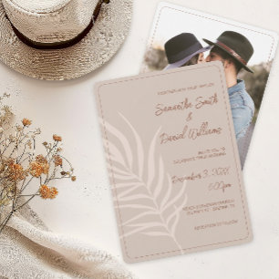 Minimalistisches Bohemisches Foto Hochzeit Einladung
