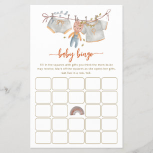 Minimalistisches Boho-Baby-Shower-Bingo-Spiel Flye Flyer