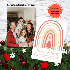 Minimalistisches Boho Blush Pink Tan Rainbow Foto Feiertagskarte