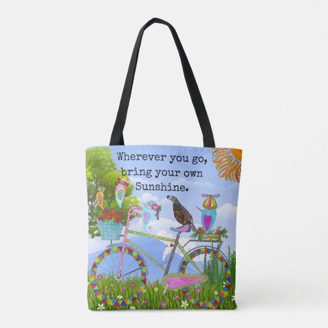 Minimalistisches Boho Floral Bicycle and Birds (Rückseite)