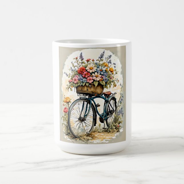 Minimalistisches Boho Floral Bicycle Kaffeetasse (Mittel)