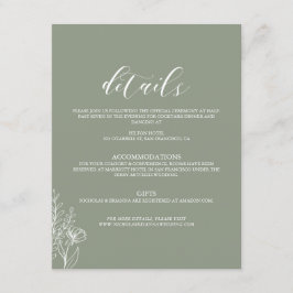 Minimalistisches Boho Sage Green Elegantes Hochzei Begleitkarte