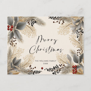 Minimalistisches Boho-Weihnachtsgruß Urlaub Postkarte