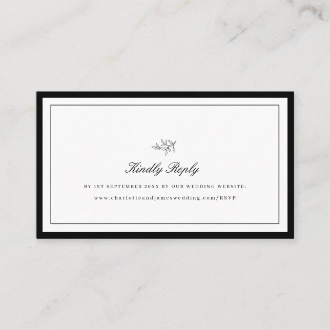 Minimalistisches Border Leaf Wedding Website UAWG  Begleitkarte (Vorderseite)