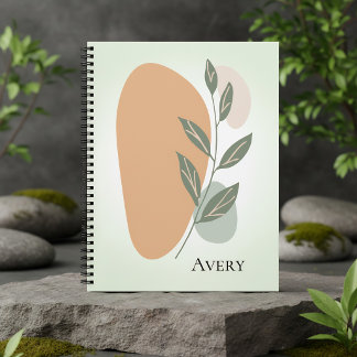 Minimalistisches Botanisches Abstrakt Spiral Notiz Notizbuch