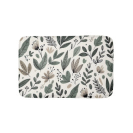 Minimalistisches botanisches Blatt- und Knospendes Badematte