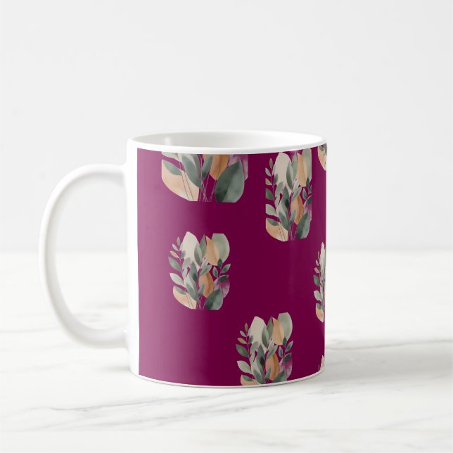 Minimalistisches botanisches Blattmuster  Kaffeetasse (Links)