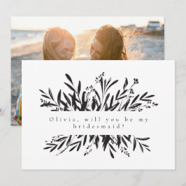 Minimalistisches botanisches Bridesmaid-Foto Mitteilungskarte