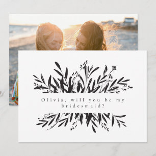 Minimalistisches botanisches Bridesmaid-Foto  Mitteilungskarte