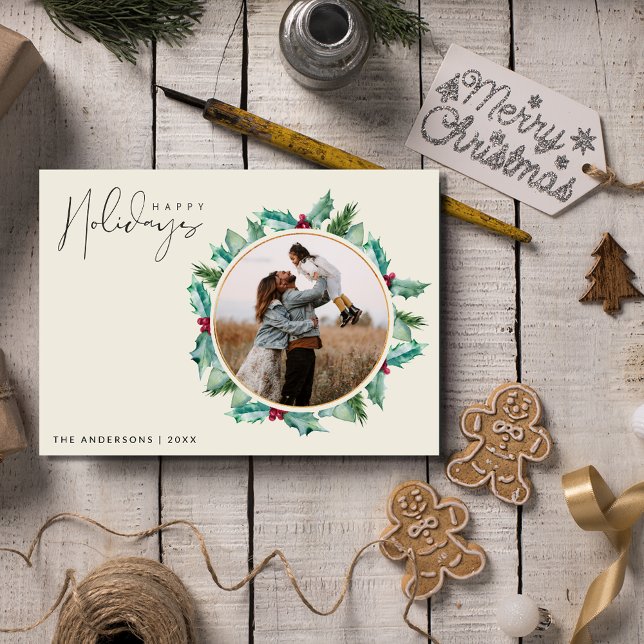 Minimalistisches botanisches Foto Weihnachten (Minimalist Botanical Photo Family Christmas Holiday Card)