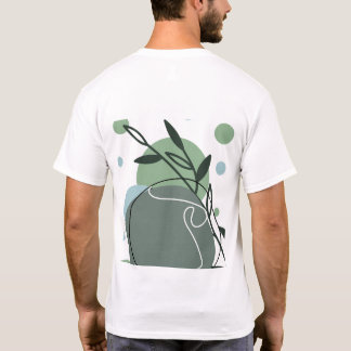 Minimalistisches botanisches Grünpflanzen-Kunst-T- T-Shirt