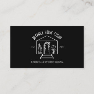 Minimalistisches botanisches Haus-Logo schwarzes I Visitenkarte