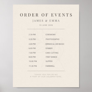 Minimalistisches botanisches Hochzeitsschild in sa Poster