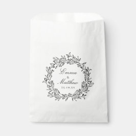 Minimalistisches botanisches Krautlogo für Schwarz Geschenktütchen