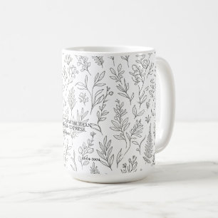 Minimalistisches botanisches Linienkunstmuster Nah Kaffeetasse