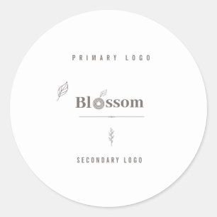 Minimalistisches botanisches Logo Luxuriöser Boh Runder Aufkleber