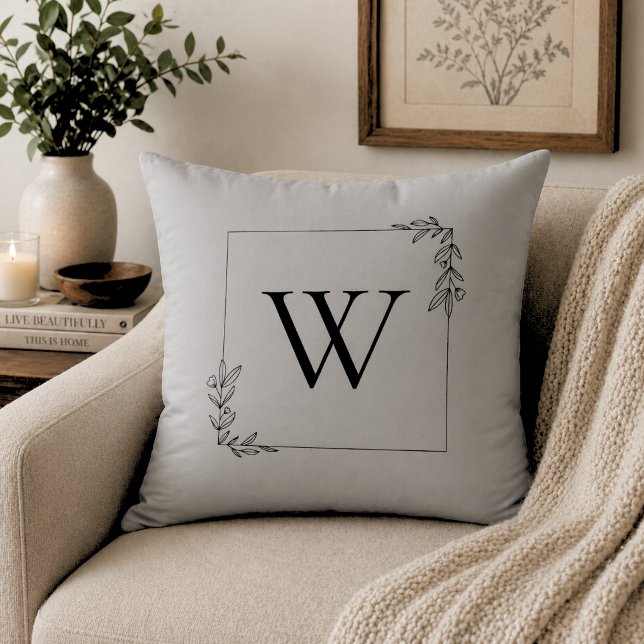 Minimalistisches Botanisches Monogramm Kissen (Von Creator hochgeladen)